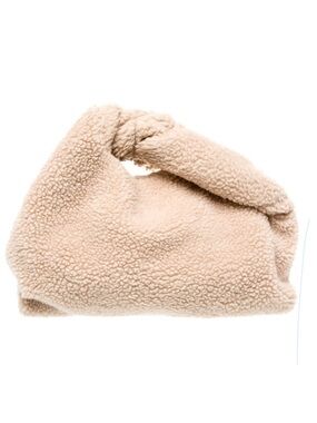 A.L.C. Cream Teddy Shearling Knot Handle Cloud Bag
